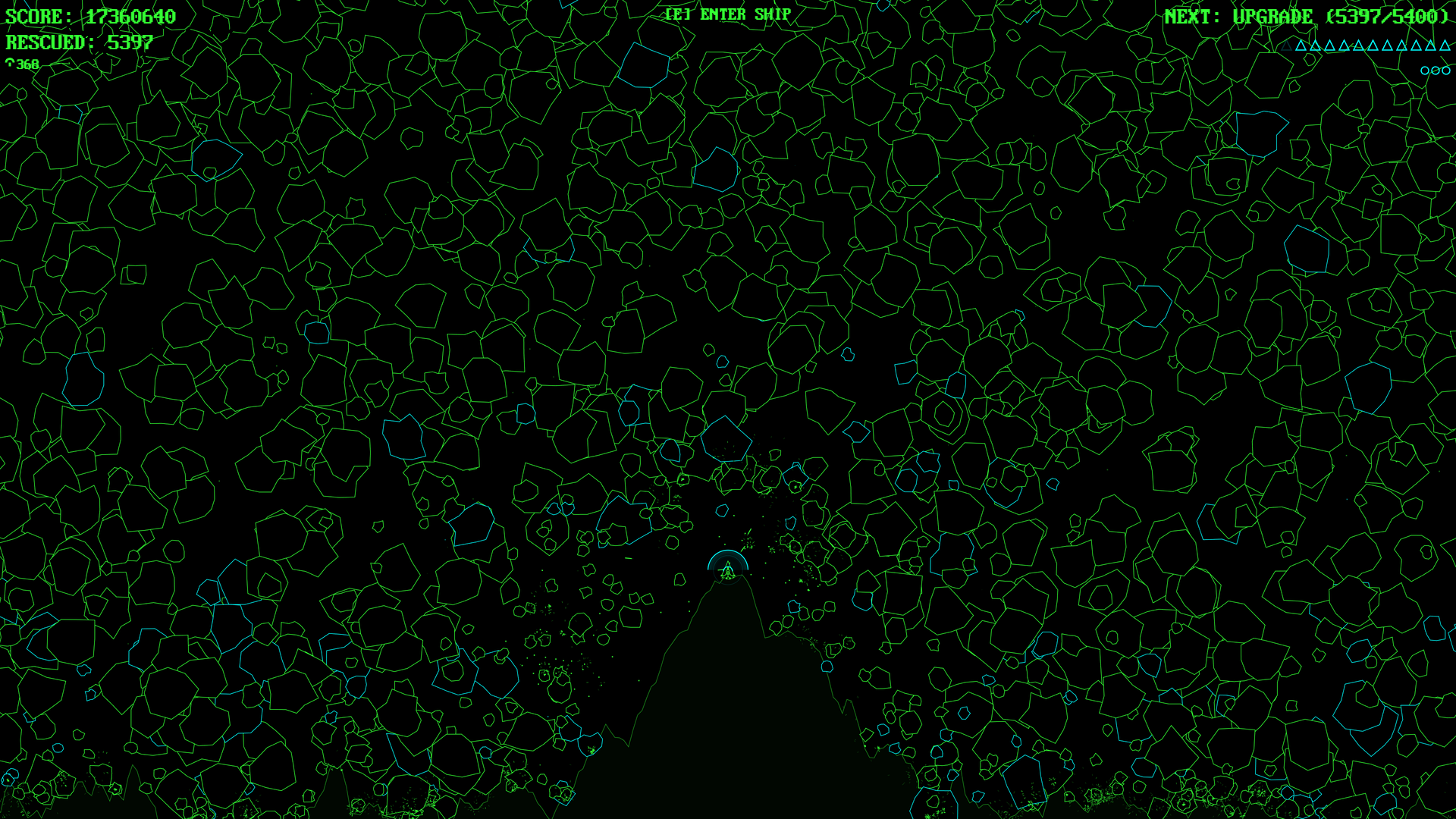 Mooncall gameplay: dense asteroid field closing in